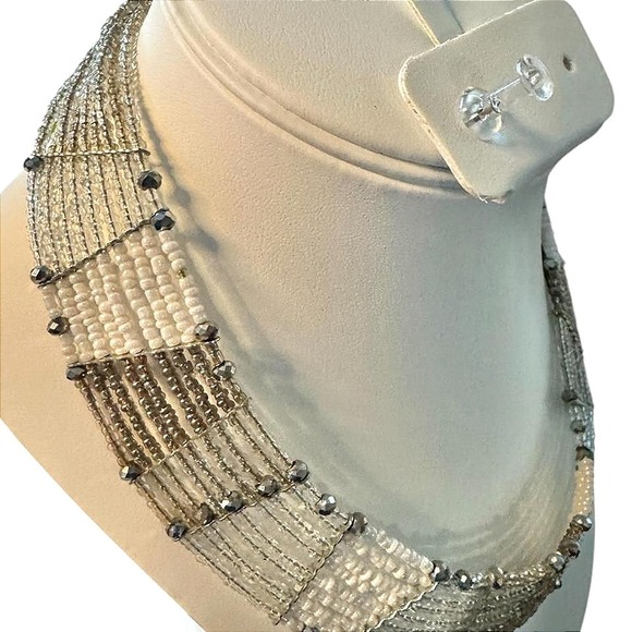 Beaded Necklace Multi Strand Statement Costume Choker 8" Jewelry - Picture 5 of 6